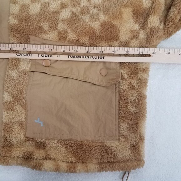 +NEW Joy Lab Size M Oversized Loose Fit Fleece Jacket in Sand Brown Geo Print - Picture 6 of 7